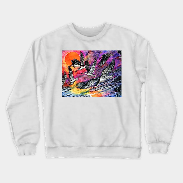 Skimming the Sunset Crewneck Sweatshirt by 10000birds